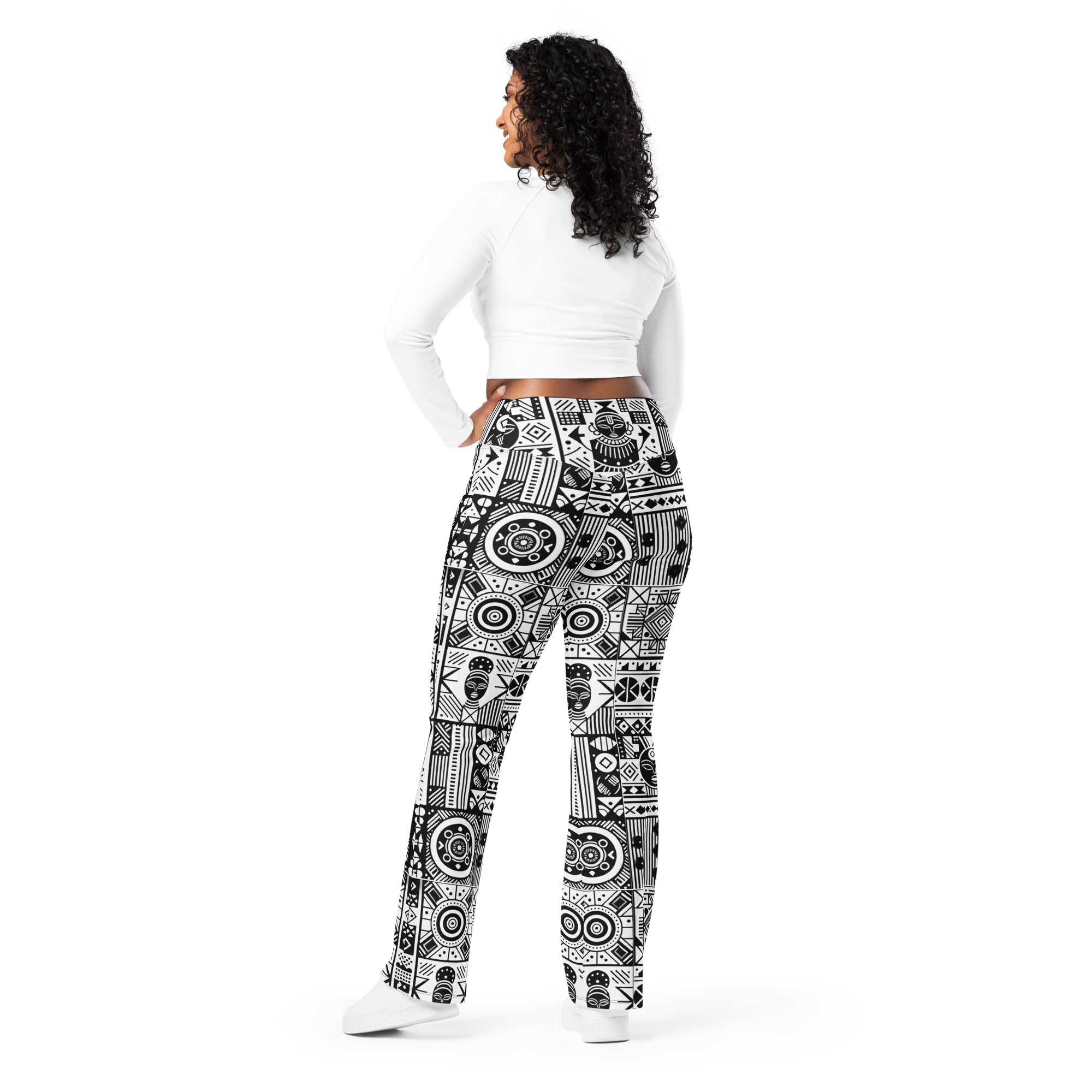 Black and White Tribal Flare leggings