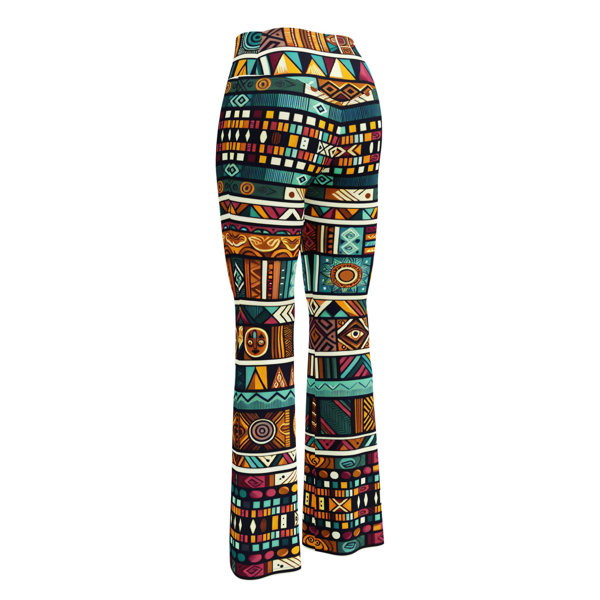 Multicolor Ethnic Print Flare leggings