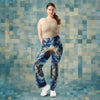 Blue Abstract Distortion Flare leggings