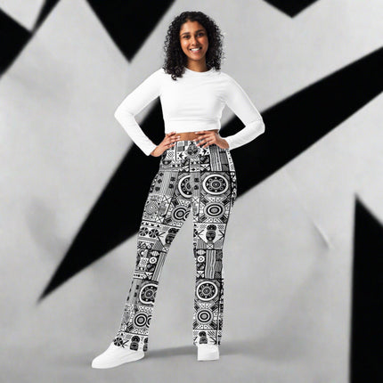 Black and White Tribal Flare leggings