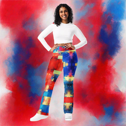 Color Block Abstract Flare leggings