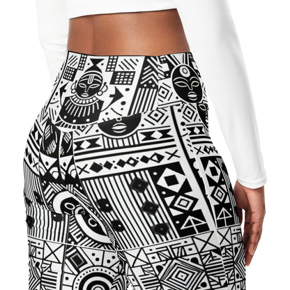 Black and White Tribal Flare leggings