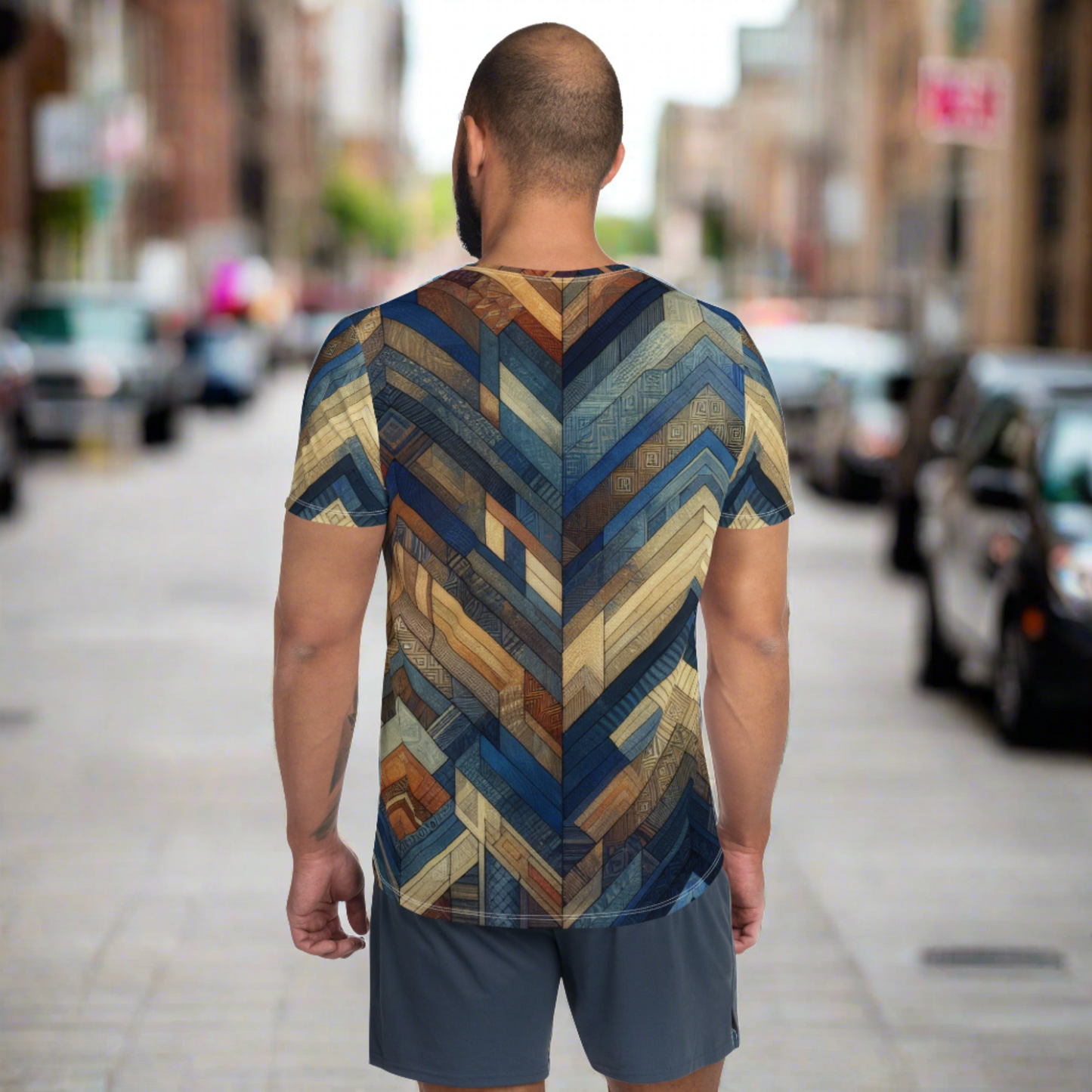 Multicolor Chevron Men's Athletic T-shirt