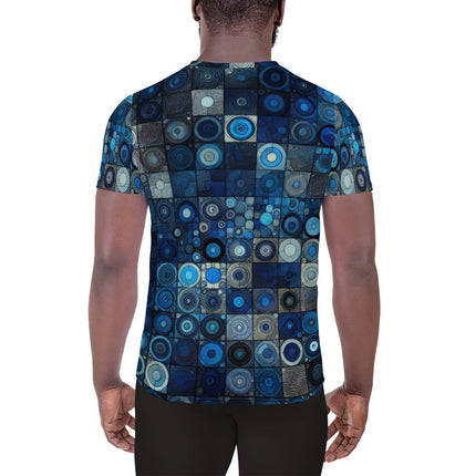 Blue Abstract Squares Men's Athletic T-shirt