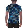 Blue Abstract Squares Men's Athletic T-shirt