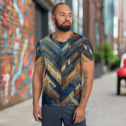 Multicolor Chevron Men's Athletic T-shirt