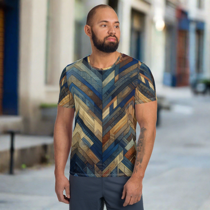 Multicolor Chevron Men's Athletic T-shirt