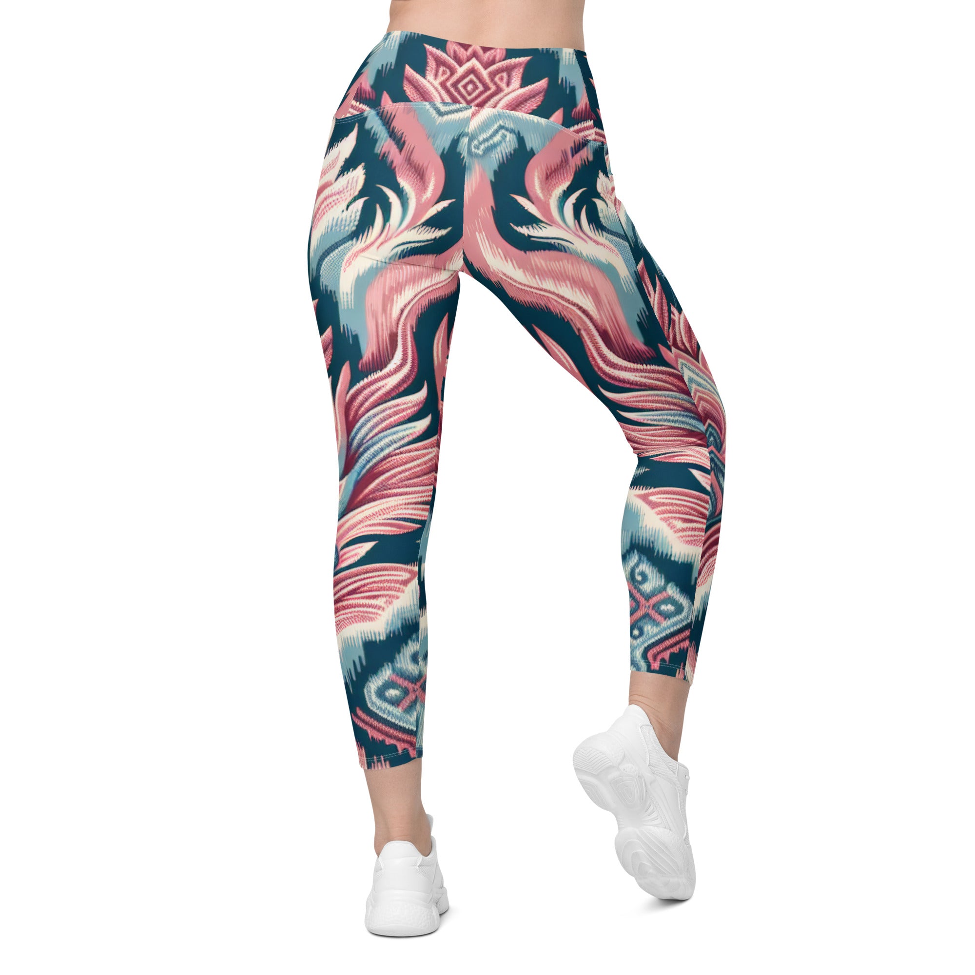 Women's Pink Flame Crossover leggings with pockets