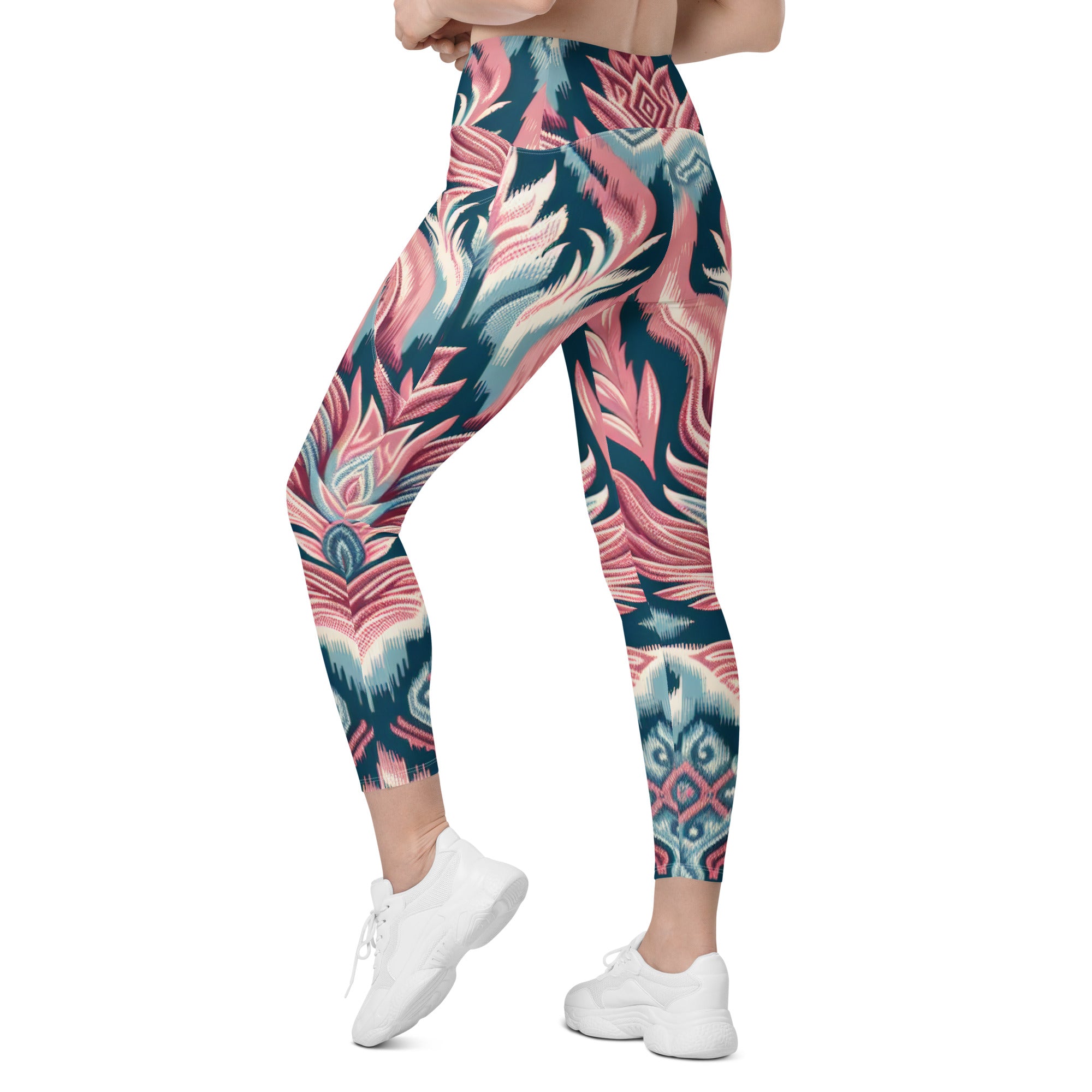 Women's Pink Flame Crossover leggings with pockets