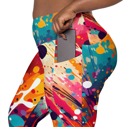 Women's Paint Splatter Crossover leggings with pockets