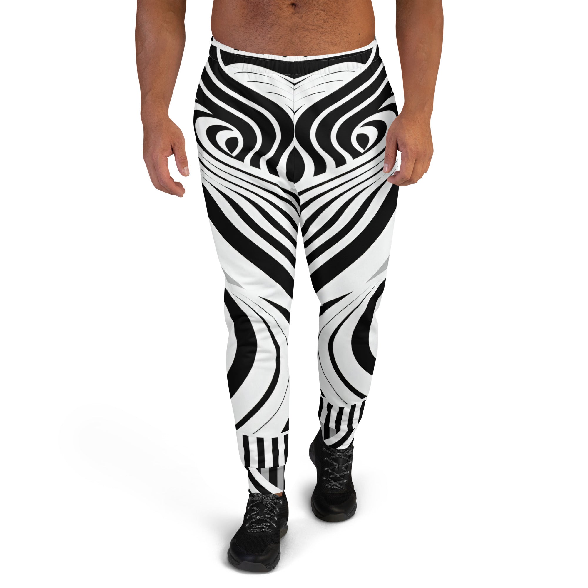 Black and White Wave Men's Joggers