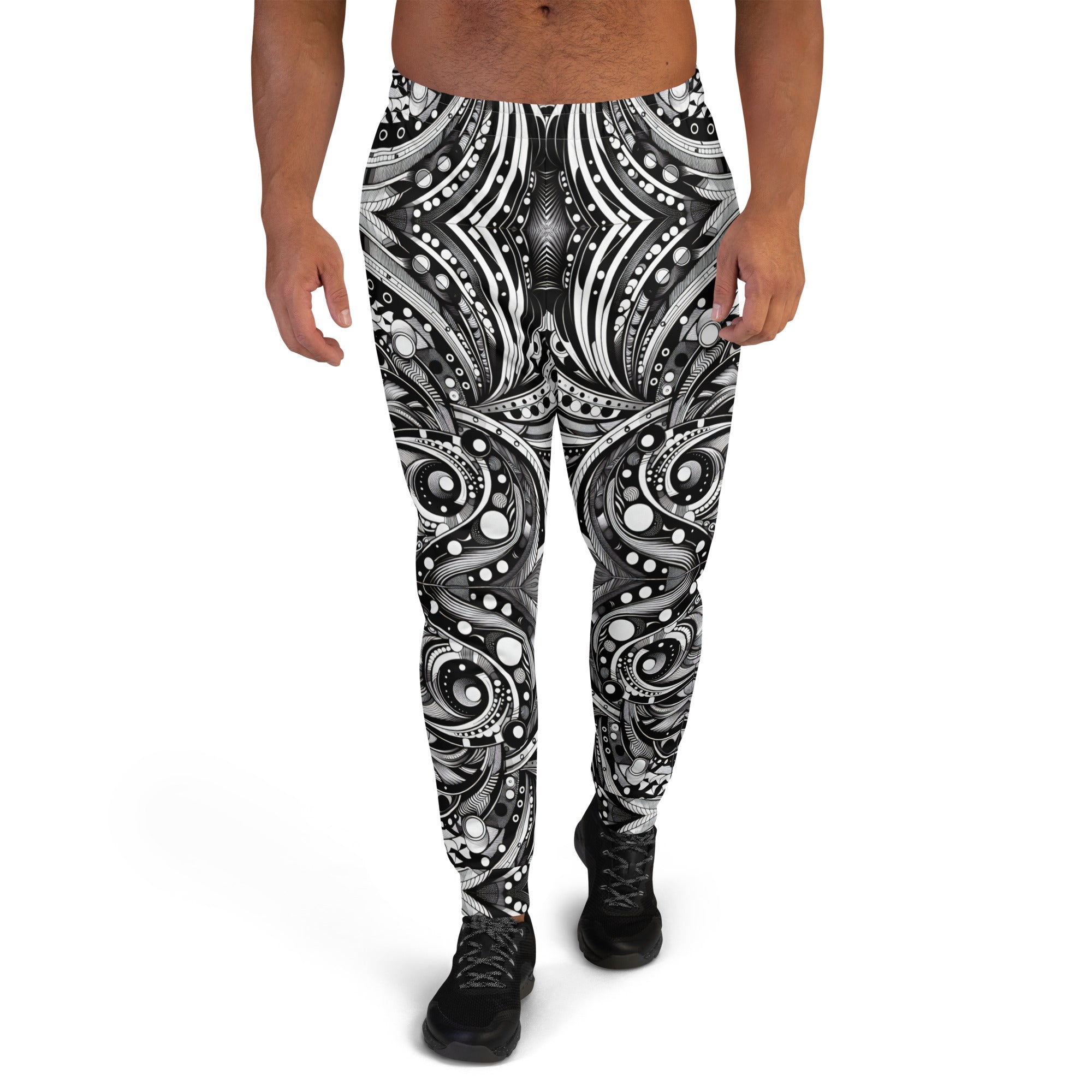 Black and White Abstract Men's Joggers