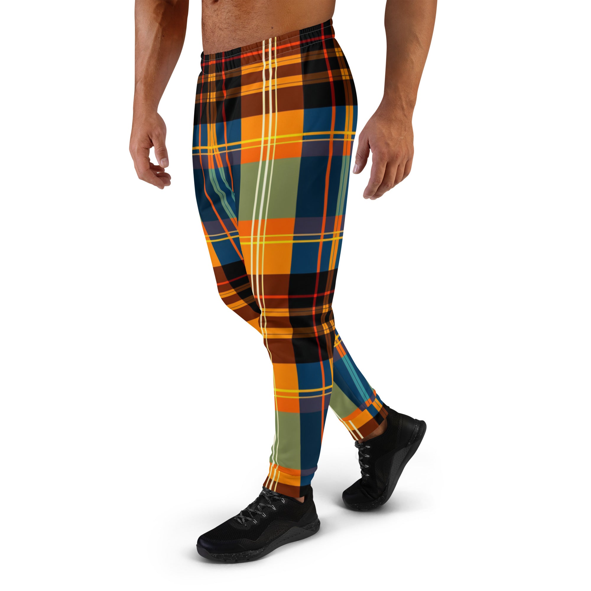 Orange Plaid Men's Joggers