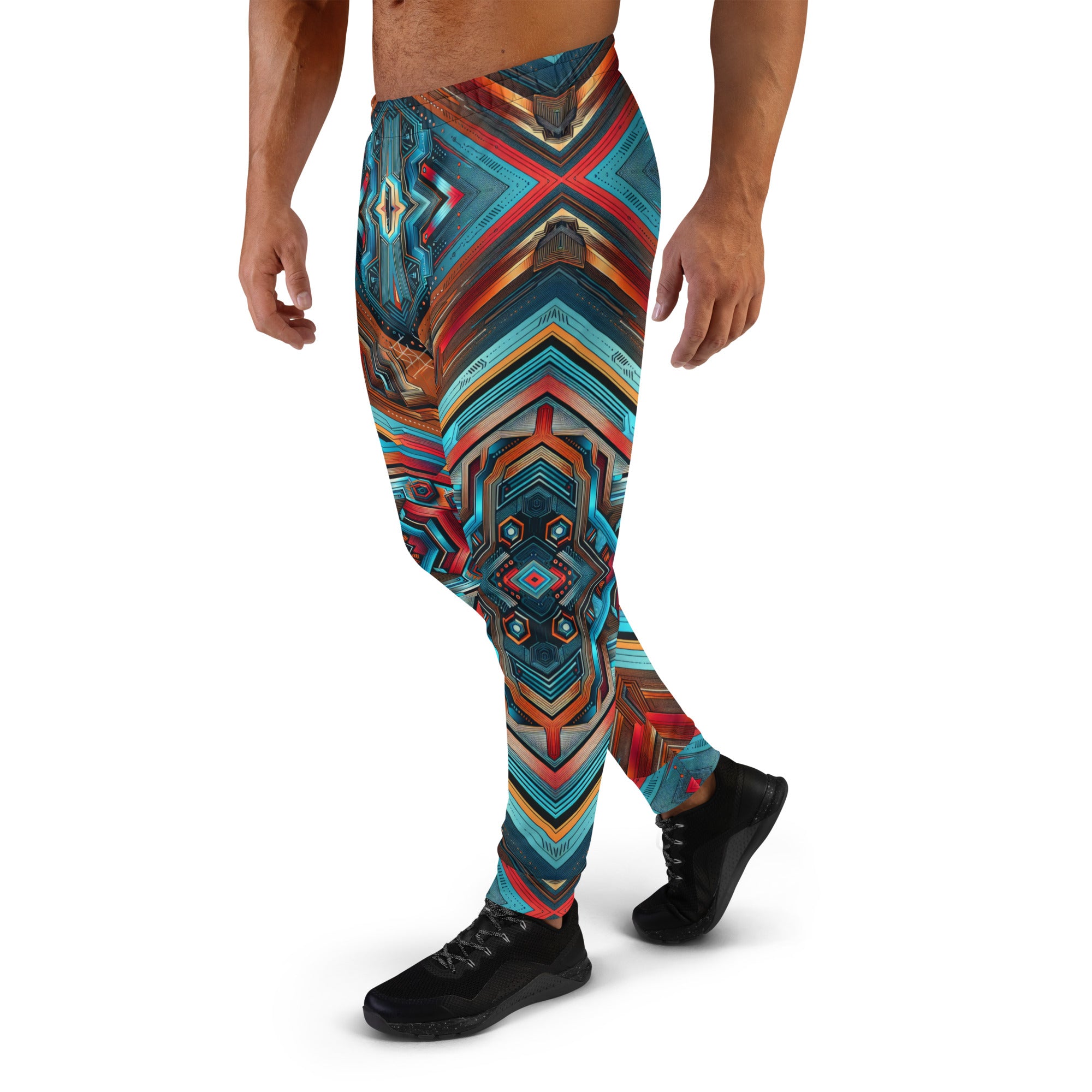 Blue Abstract Print Men's Joggers