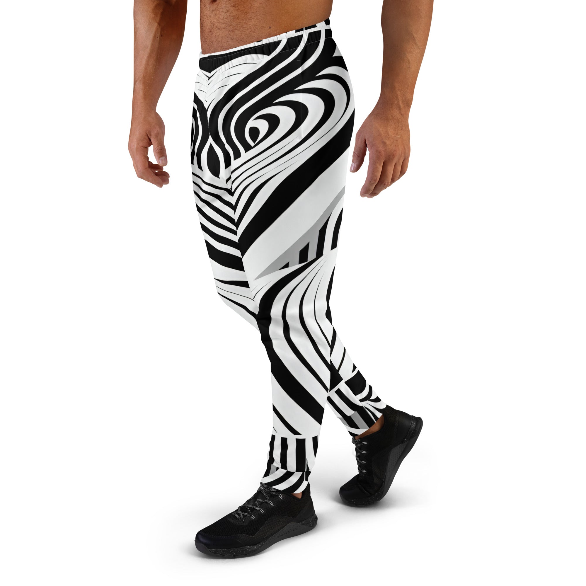 Black and White Wave Men's Joggers