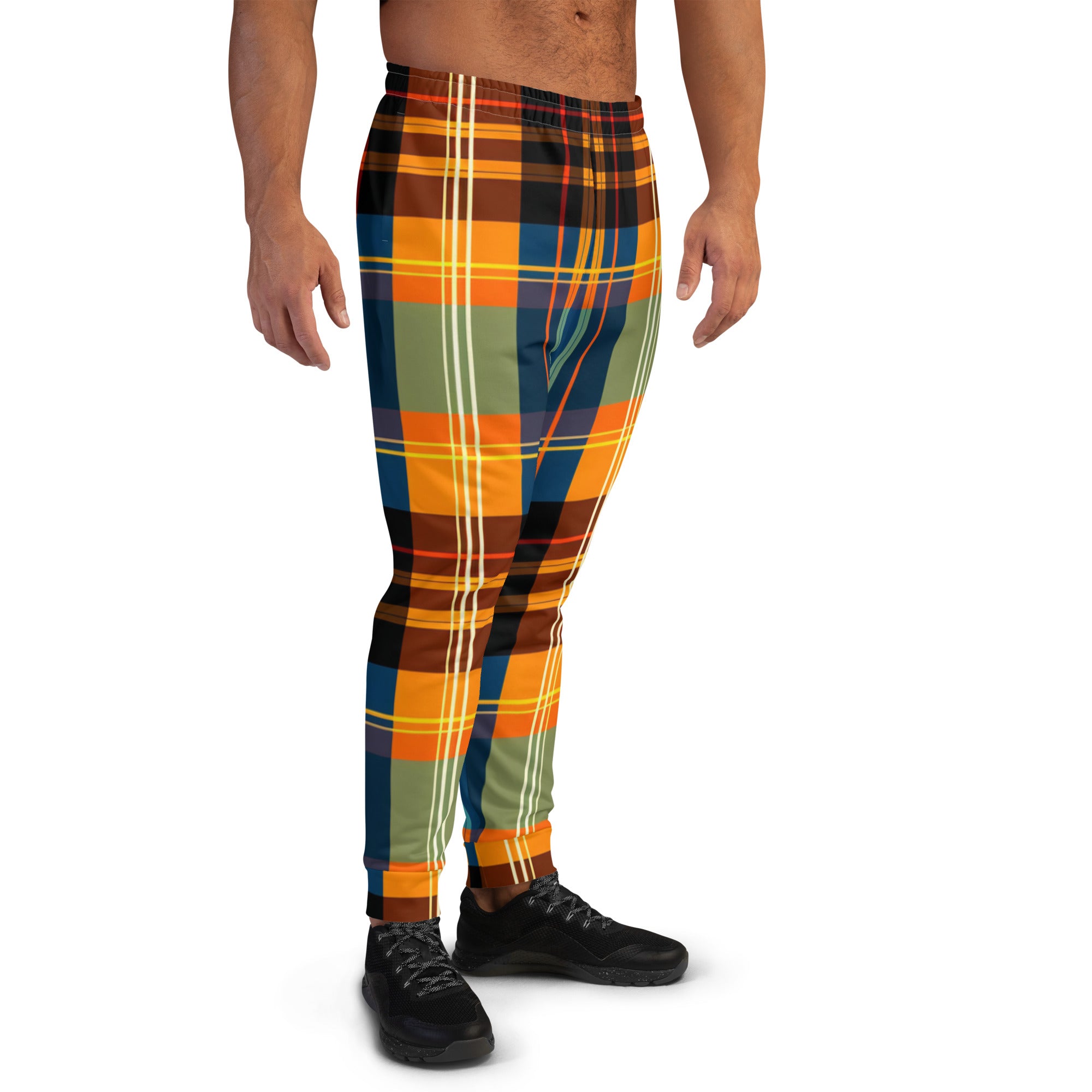 Orange Plaid Men's Joggers