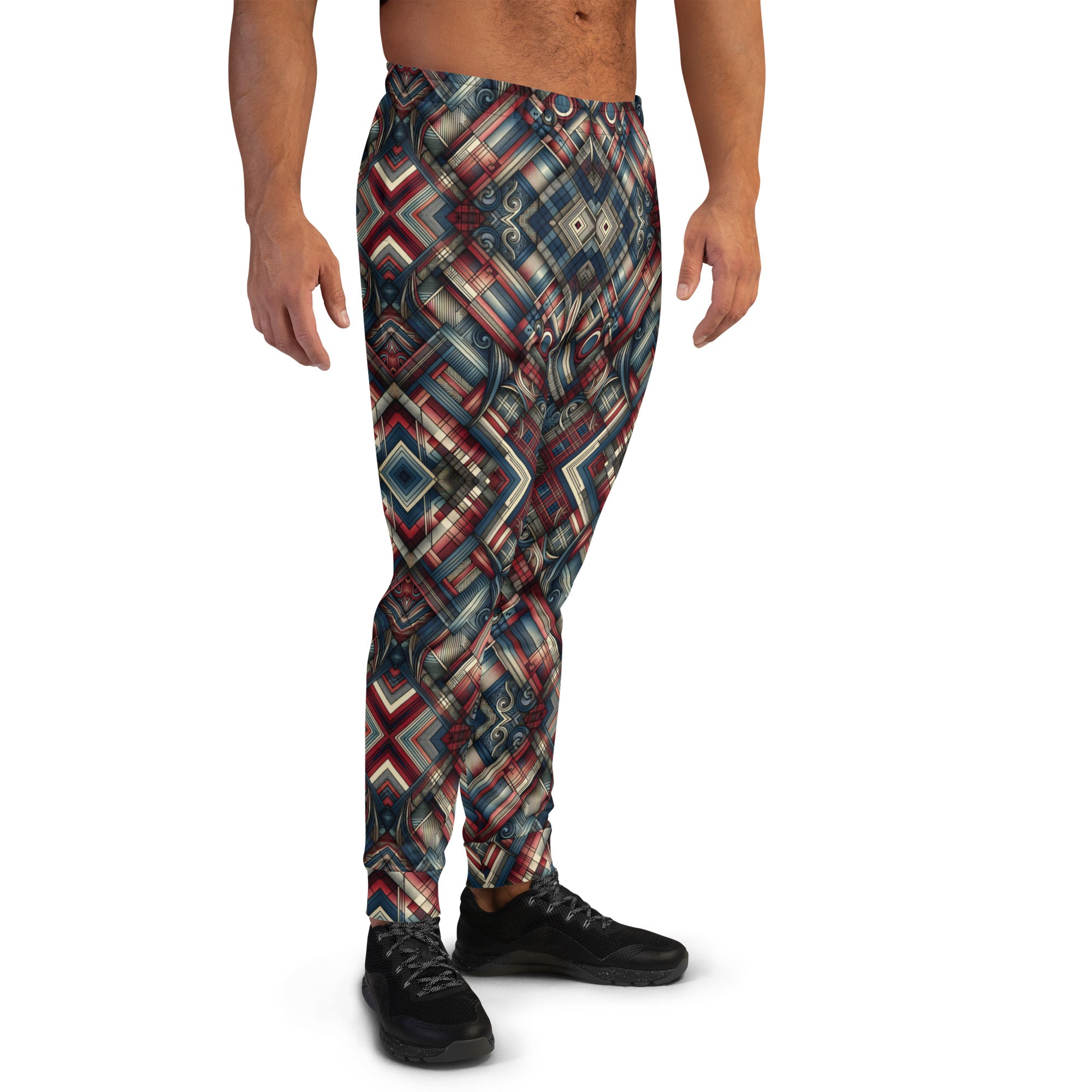 Red Abstract Pattern Men's Joggers