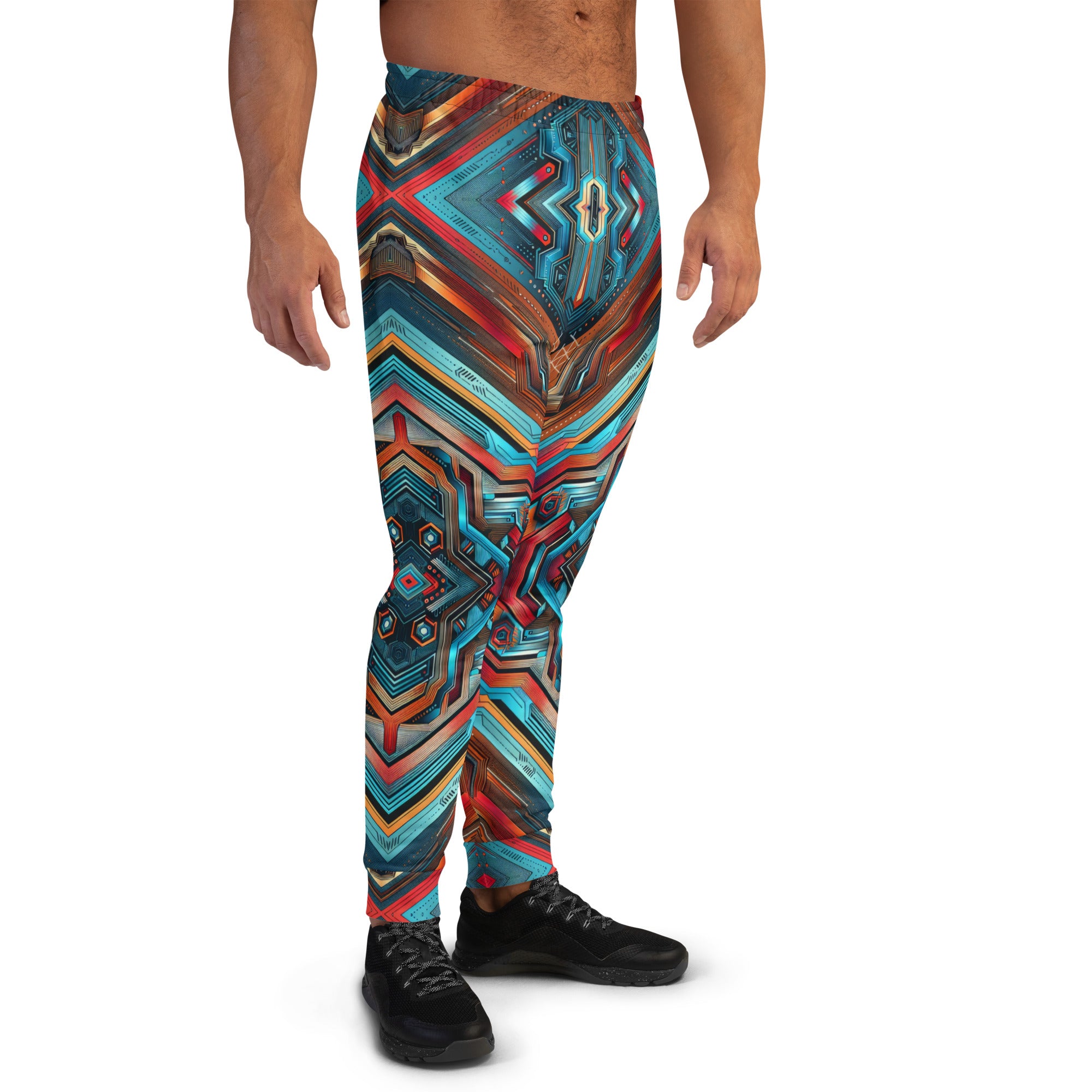 Blue Abstract Print Men's Joggers