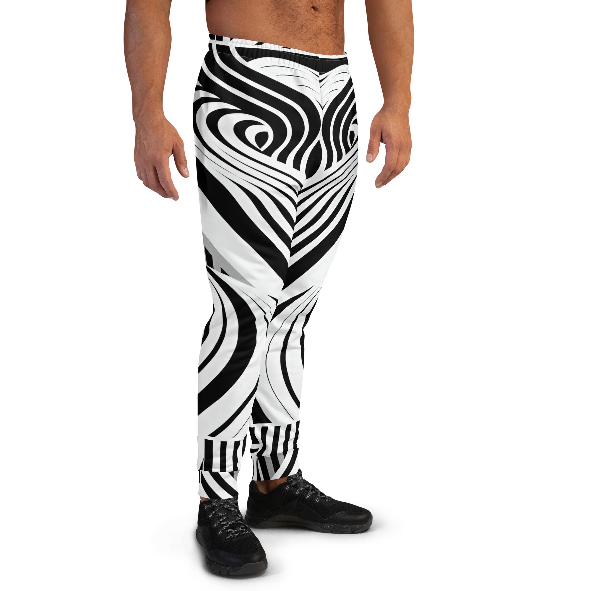 Black and White Wave Men's Joggers