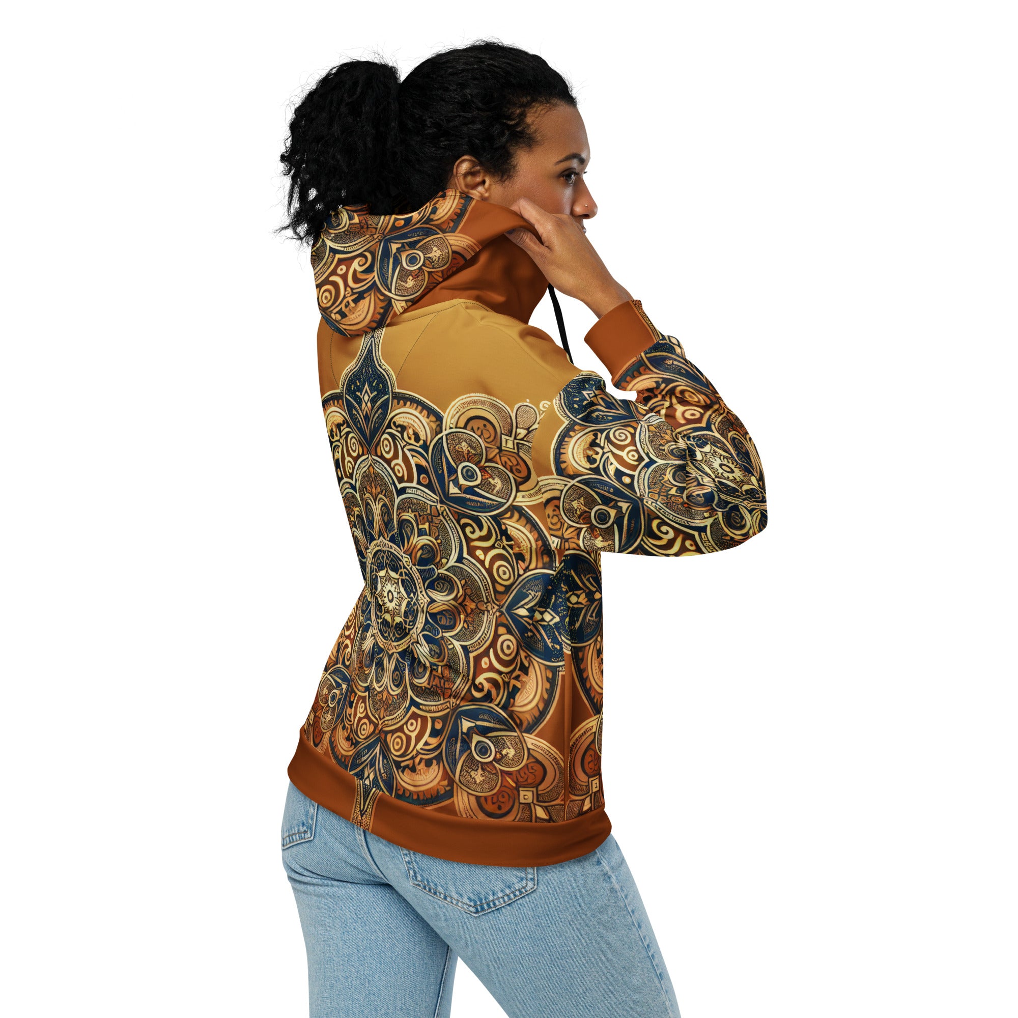 Brown Floral Unisex zip hoodie