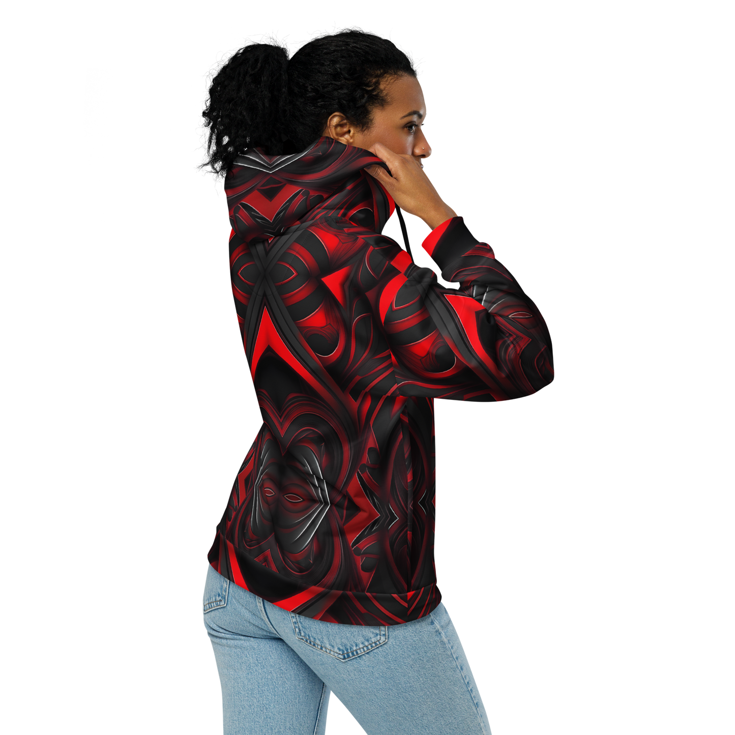 Red and Black Unisex zip hoodie