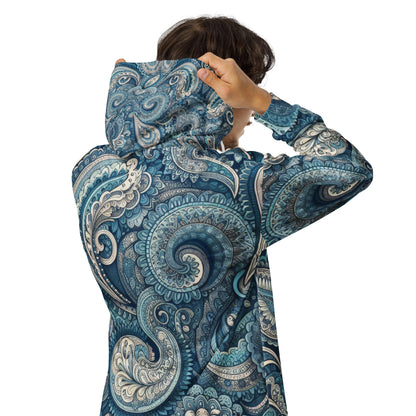 Blue Paisley Unisex zip hoodie