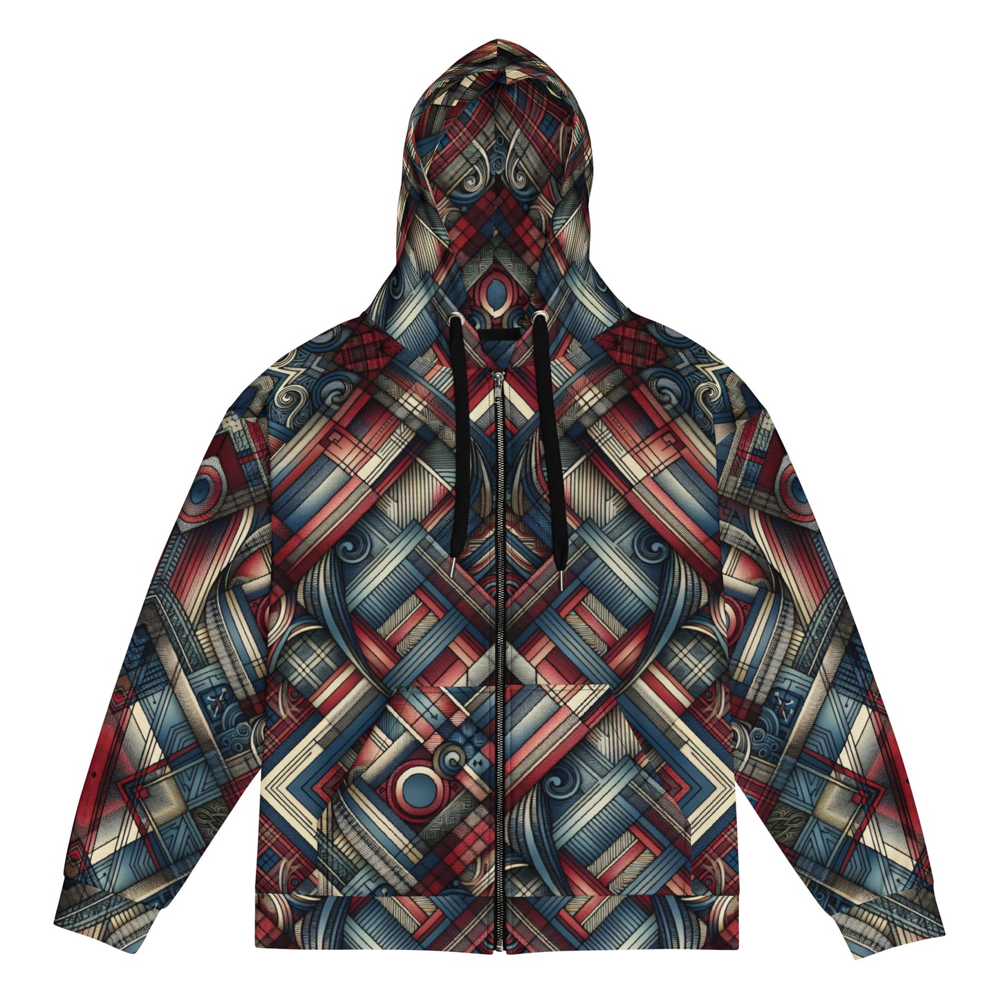 Red Abstract Pattern Unisex zip hoodie