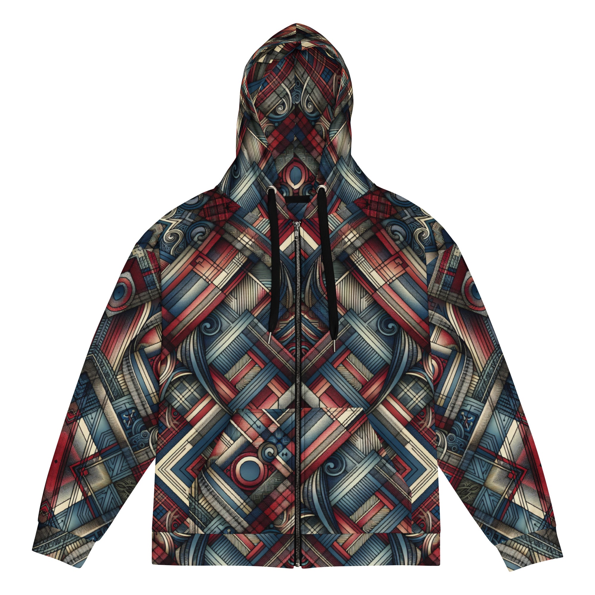 Red Abstract Pattern Unisex zip hoodie