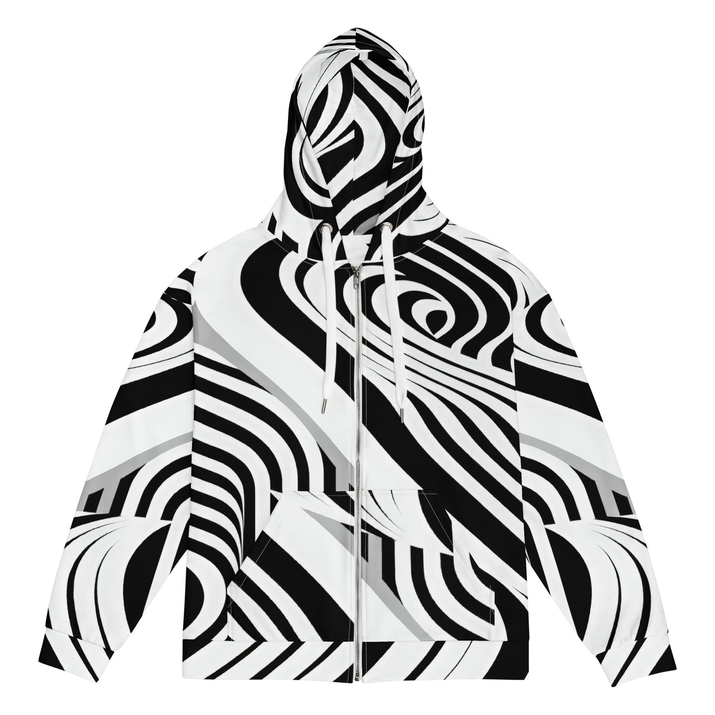 Black and White Wave Unisex zip hoodie