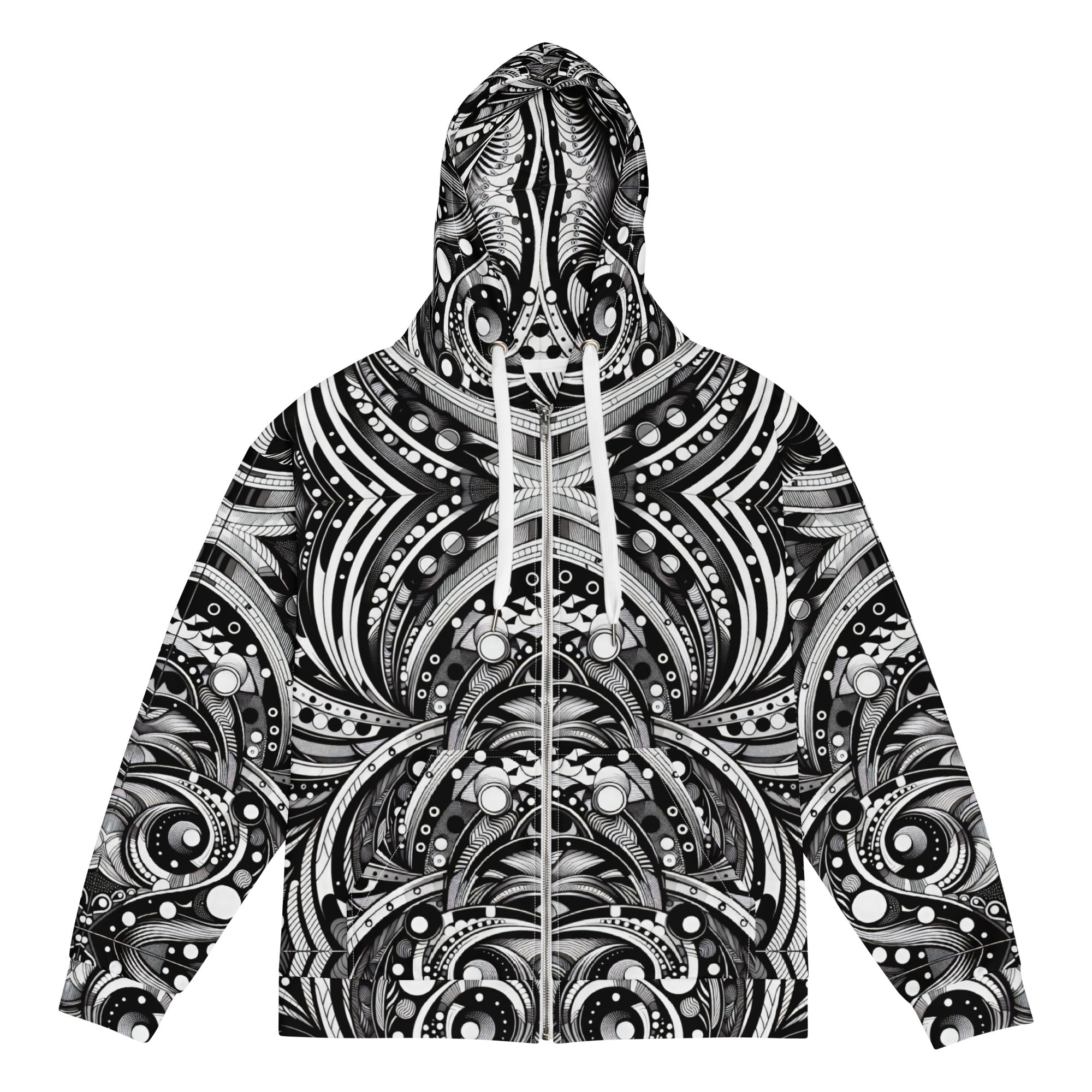 Black and White Abstract Unisex zip hoodie