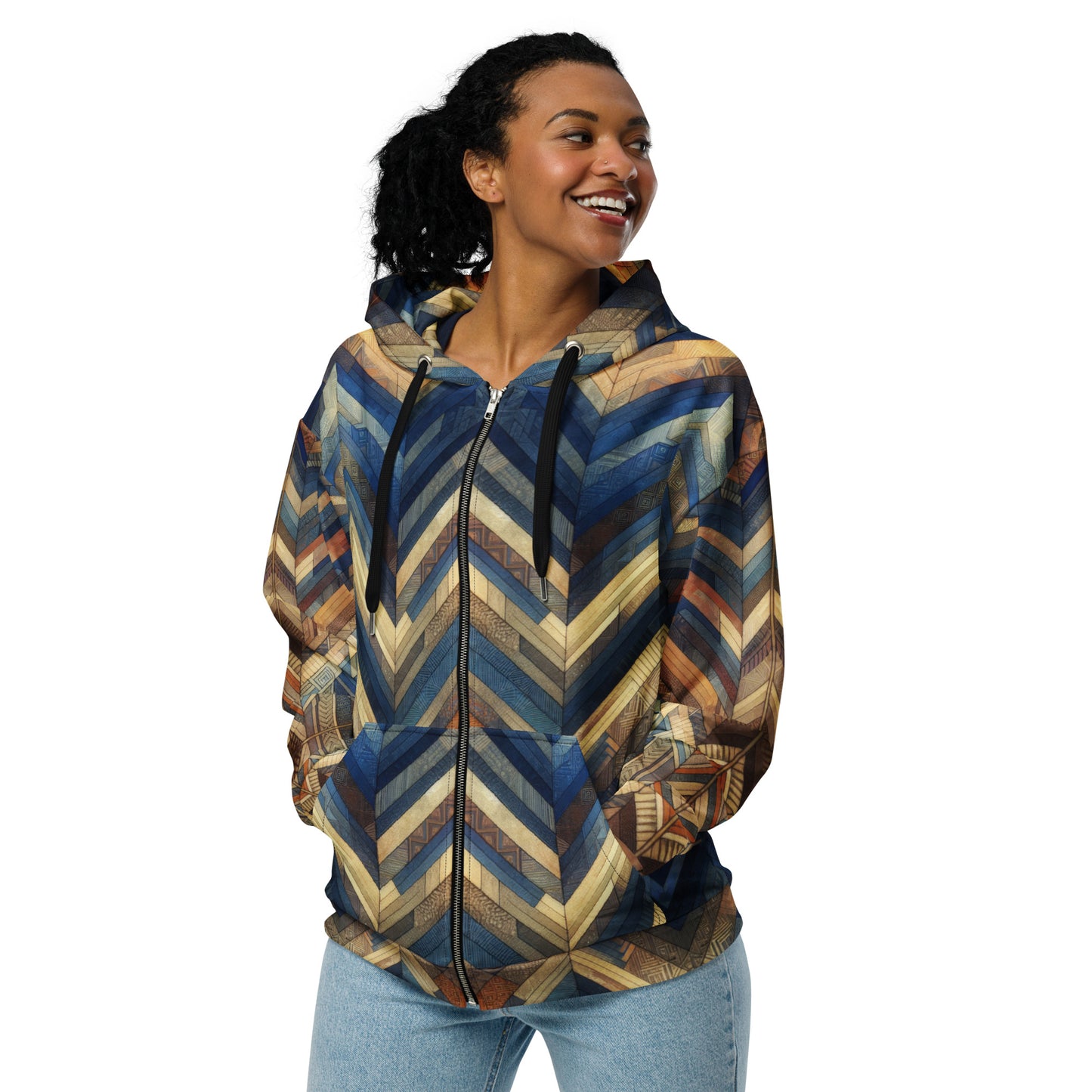 Multicolor Chevron Unisex zip hoodie