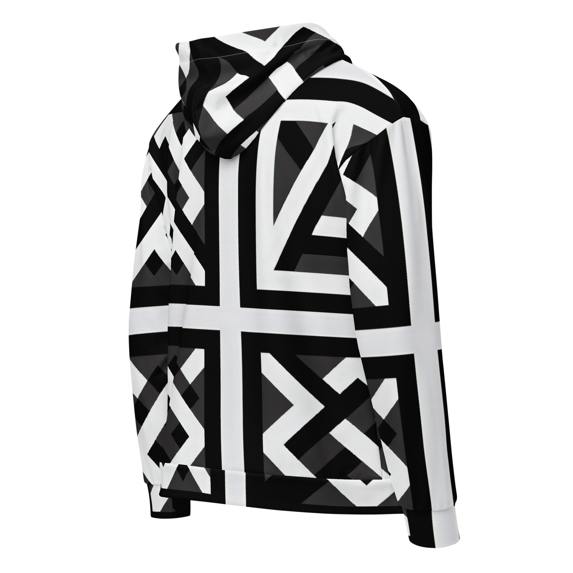 Black and White Abstract Unisex zip hoodie