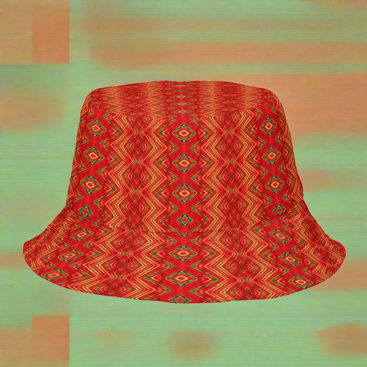 Orange Diamond Print Reversible bucket hat