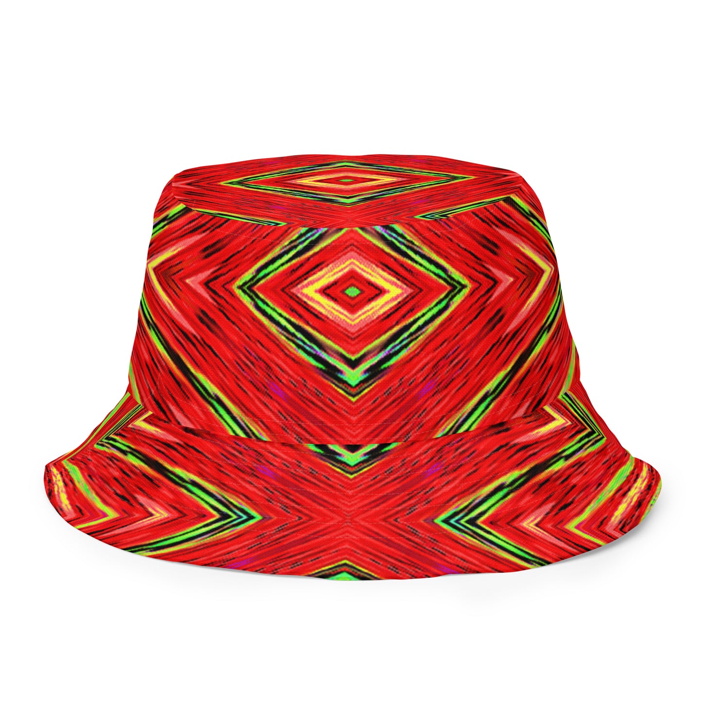 Orange Diamond Print Reversible bucket hat