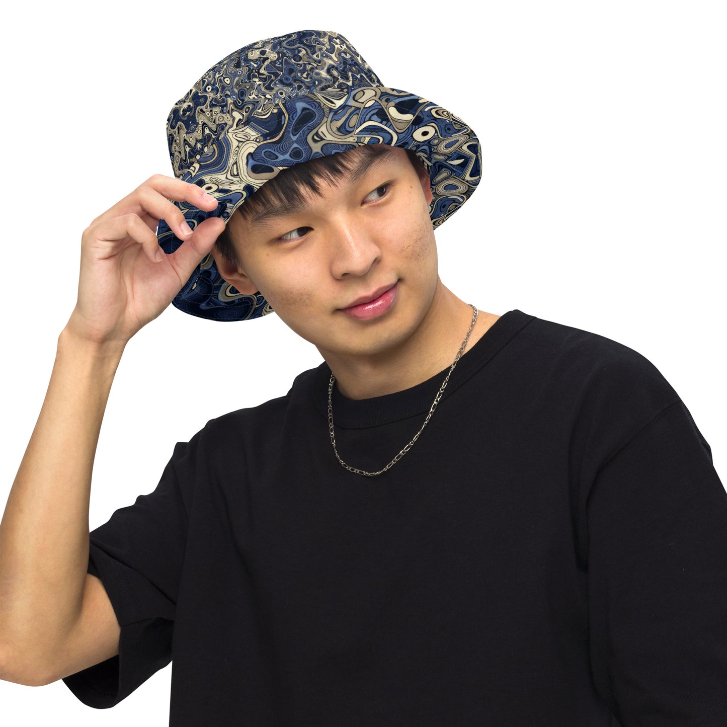 Abstract Wave Reversible bucket hat