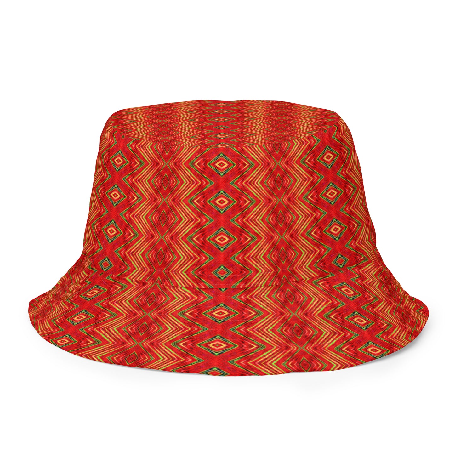 Orange Diamond Print Reversible bucket hat