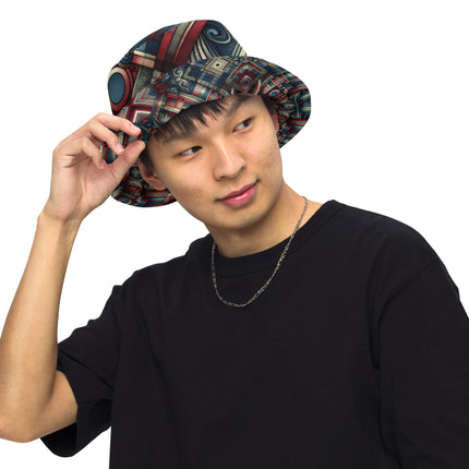 Red Abstract Pattern Reversible bucket hat