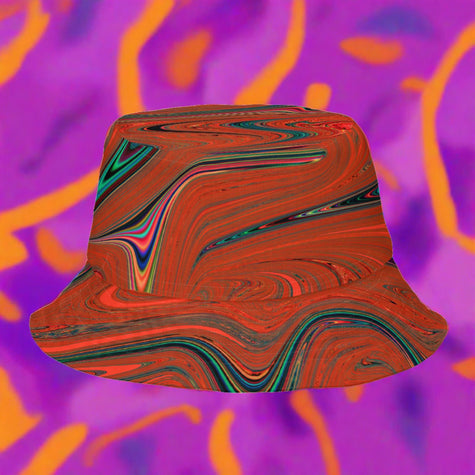 Orange Warp Reversible bucket hat