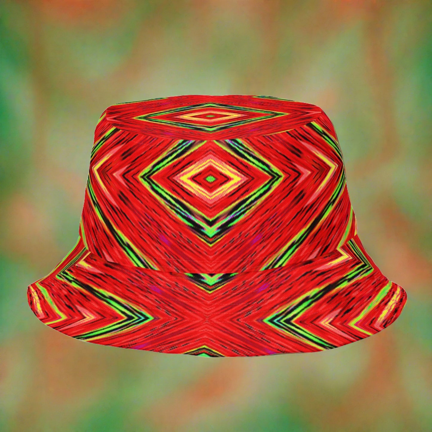 Orange Diamond Print Reversible bucket hat