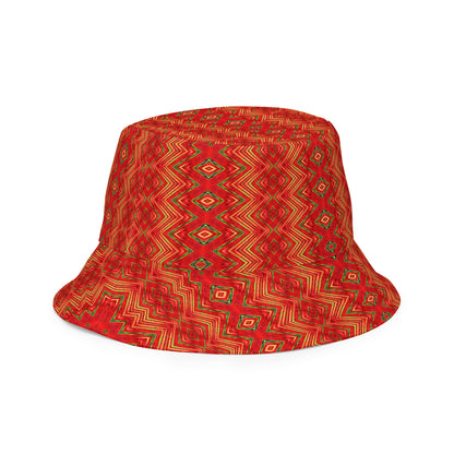 Orange Diamond Print Reversible bucket hat