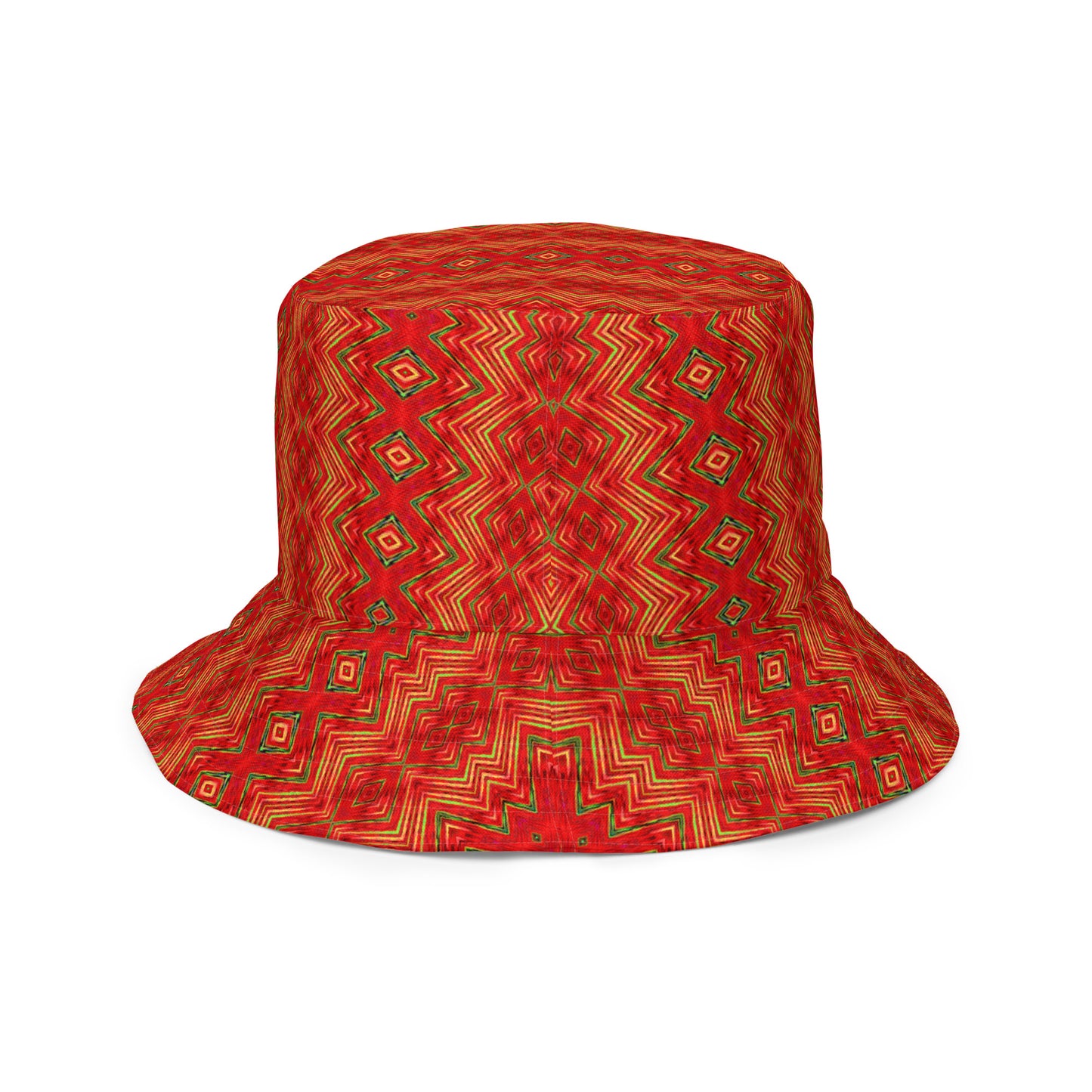 Orange Diamond Print Reversible bucket hat