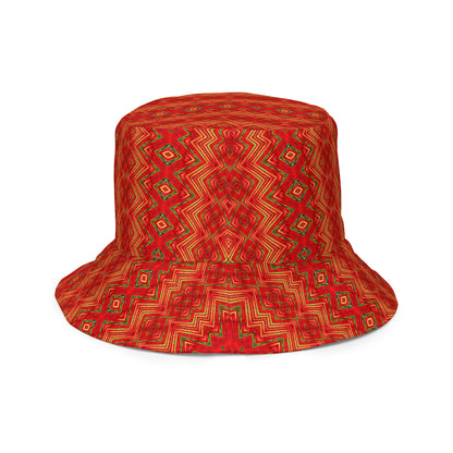 Orange Diamond Print Reversible bucket hat