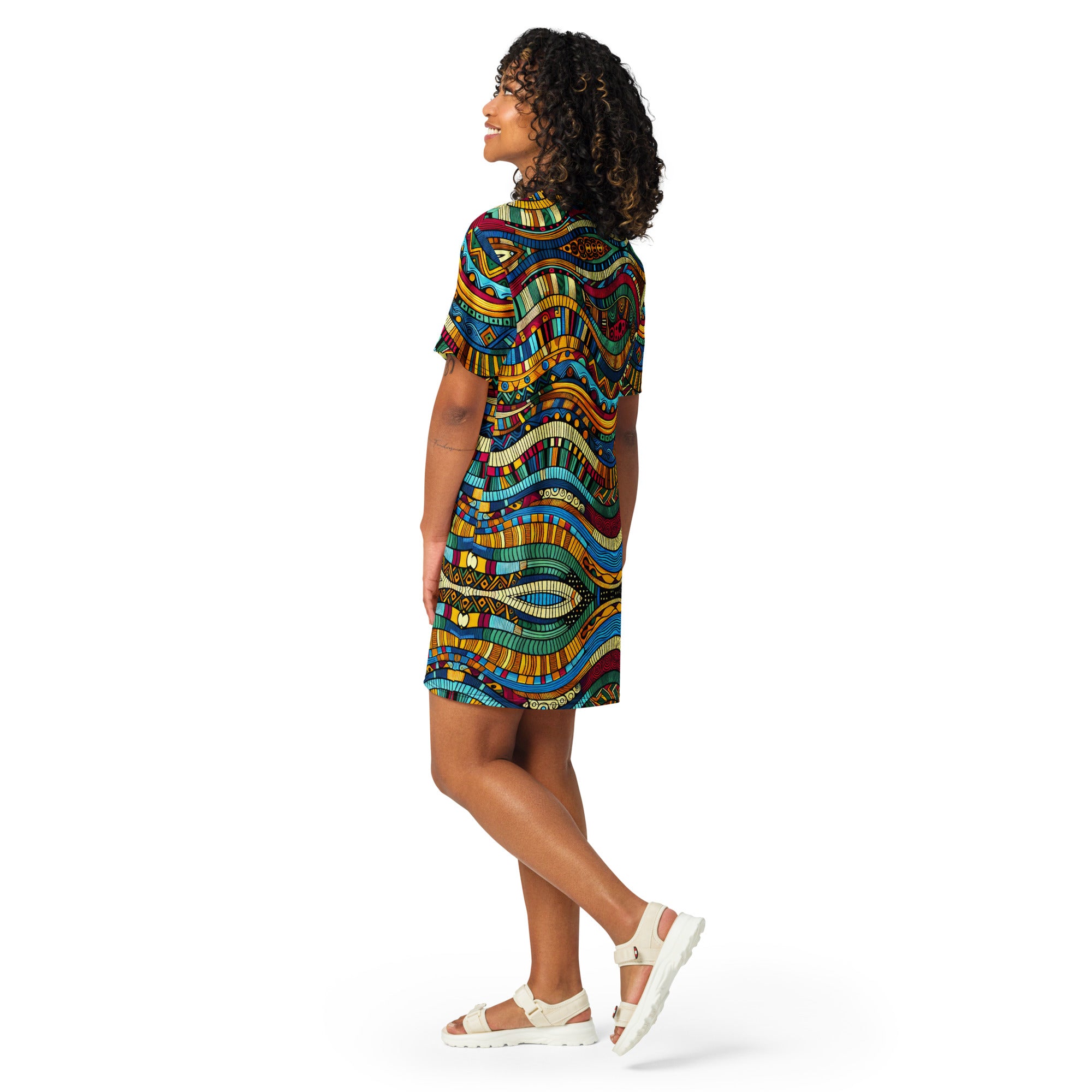 Ethnic Print T-shirt dress