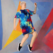 Color Block Abstract T-shirt dress