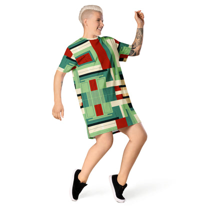 Multi Color Block Abstract T-shirt dress