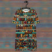 Multicolor Ethnic Print T-shirt dress