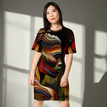 Abstract Wave T-shirt dress