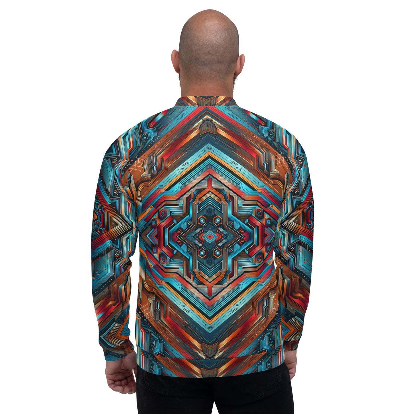 Blue Abstract Unisex Bomber Jacket