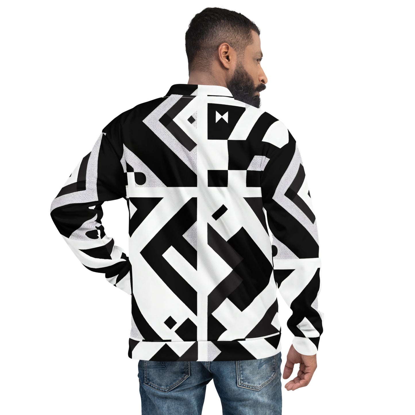 Black and White Zings Unisex Bomber Jacket