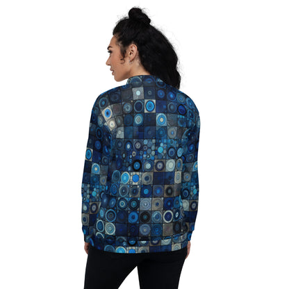 Blue Abstract Squares Unisex Bomber Jacket